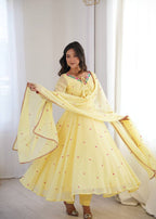 Sarvika Heavy Faux Georgette Embroidered Anarkali with Pant & Dupatta Set