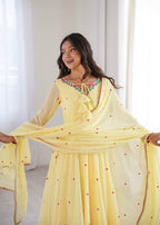Sarvika Heavy Faux Georgette Embroidered Anarkali with Pant & Dupatta Set