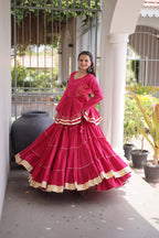 Designer Artisan Cora Cotton Gota Patti Embroidered Peplum Lehenga Choli with Grand Flared Lehenga
