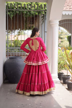 Designer Artisan Cora Cotton Gota Patti Embroidered Peplum Lehenga Choli with Grand Flared Lehenga