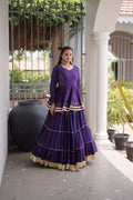 Designer Artisan Cora Cotton Gota Patti Embroidered Peplum Lehenga Choli with Grand Flared Lehenga
