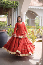 Designer Artisan Cora Cotton Gota Patti Embroidered Peplum Lehenga Choli with Grand Flared Lehenga