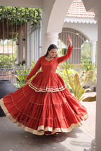 Designer Artisan Cora Cotton Gota Patti Embroidered Peplum Lehenga Choli with Grand Flared Lehenga