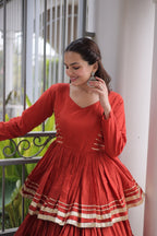 Designer Artisan Cora Cotton Gota Patti Embroidered Peplum Lehenga Choli with Grand Flared Lehenga