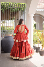 Designer Artisan Cora Cotton Gota Patti Embroidered Peplum Lehenga Choli with Grand Flared Lehenga