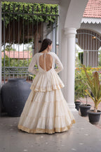 Designer Artisan Cora Cotton Gota Patti Embroidered Peplum Lehenga Choli with Grand Flared Lehenga