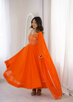 Aarunya Georgette Sequins Embroidered Flared Anarkali with Pant & Dupatta Set