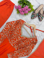 Aarunya Georgette Sequins Embroidered Flared Anarkali with Pant & Dupatta Set
