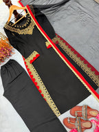 Vyomini Mul Chanderi Embroidered Kurta Palazzo Set with Nazmin Dupatta