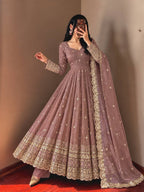 Shanaya Fendy Crush Designer Gown Set with Four-Metre Flair and Sequin Embroidered Dupatta