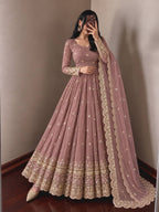 Shanaya Fendy Crush Designer Gown Set with Four-Metre Flair and Sequin Embroidered Dupatta