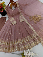Shanaya Fendy Crush Designer Gown Set with Four-Metre Flair and Sequin Embroidered Dupatta