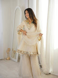 Wedding Ready Mirror Work Sharara Suit with Premium Organza Drape