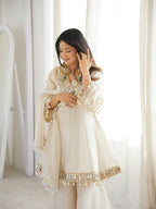 Wedding Ready Mirror Work Sharara Suit with Premium Organza Drape