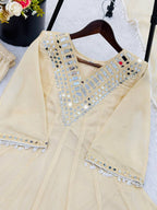 Wedding Ready Mirror Work Sharara Suit with Premium Organza Drape