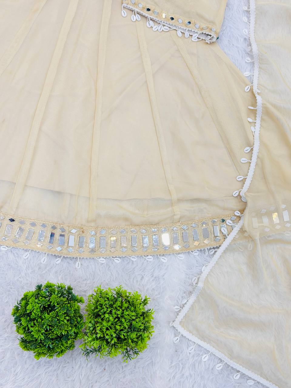 Wedding Ready Mirror Work Sharara Suit with Premium Organza Drape