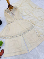 Wedding Ready Mirror Work Sharara Suit with Premium Organza Drape
