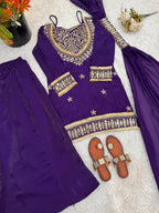 Mirror Work Fendy Silk Sharara Set with Full Flair & Designer Dupatta
