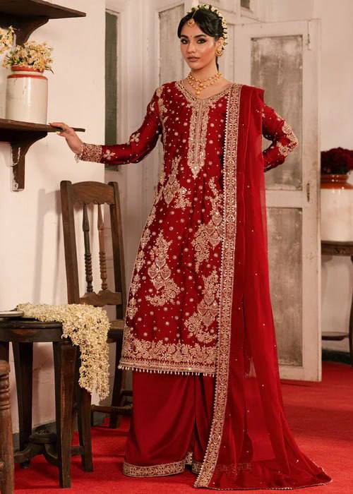Ziyana Roman Silk Thread & Sequence Embroidered Kurti with Palazzo & Faux Georgette Dupatta Set