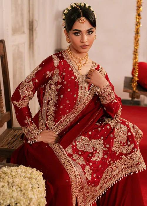 Ziyana Roman Silk Thread & Sequence Embroidered Kurti with Palazzo & Faux Georgette Dupatta Set
