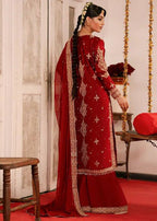 Ziyana Roman Silk Thread & Sequence Embroidered Kurti with Palazzo & Faux Georgette Dupatta Set