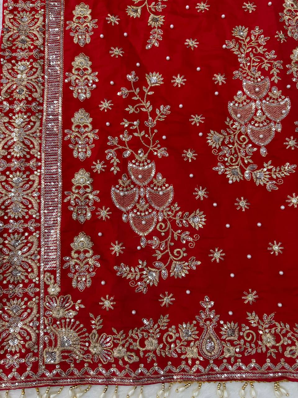Ziyana Roman Silk Thread & Sequence Embroidered Kurti with Palazzo & Faux Georgette Dupatta Set