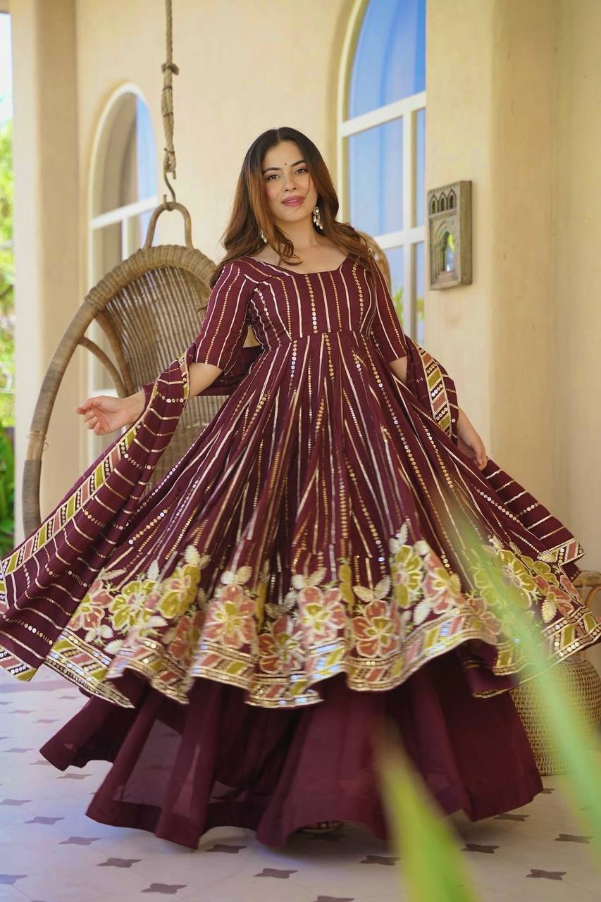 Vaishnavi Heavy Faux Georgette Multicolor Embroidered Anarkali with Sharara & Dupatta Set