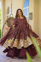Vaishnavi Heavy Faux Georgette Multicolor Embroidered Anarkali with Sharara & Dupatta Set