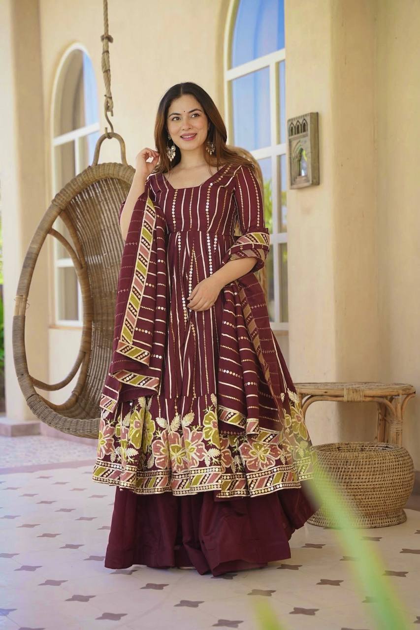 Vaishnavi Heavy Faux Georgette Multicolor Embroidered Anarkali with Sharara & Dupatta Set