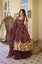 Vaishnavi Heavy Faux Georgette Multicolor Embroidered Anarkali with Sharara & Dupatta Set