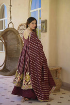 Vaishnavi Heavy Faux Georgette Multicolor Embroidered Anarkali with Sharara & Dupatta Set