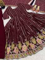 Vaishnavi Heavy Faux Georgette Multicolor Embroidered Anarkali with Sharara & Dupatta Set