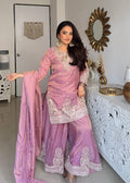Meherza Luxe Designer Heavy Fendy Silk Embroidered Kurta Palazzo Ensemble