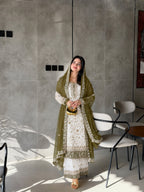 Zareen Heavy Faux Georgette Sequin Embroidered Palazzo Suit Set with Matching Dupatta