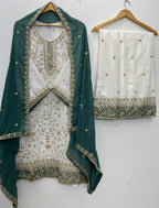 Zareen Heavy Faux Georgette Sequin Embroidered Palazzo Suit Set with Matching Dupatta