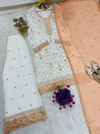Zareen Heavy Faux Georgette Sequin Embroidered Palazzo Suit Set with Matching Dupatta