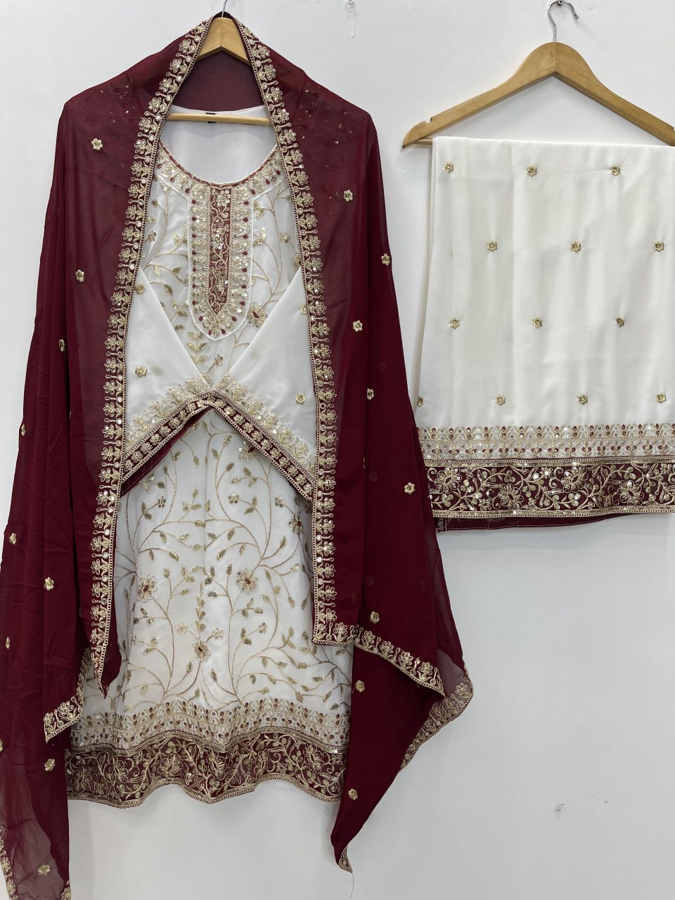 Zareen Heavy Faux Georgette Sequin Embroidered Palazzo Suit Set with Matching Dupatta
