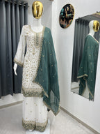 Zareen Heavy Faux Georgette Sequin Embroidered Palazzo Suit Set with Matching Dupatta