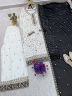 Zareen Heavy Faux Georgette Sequin Embroidered Palazzo Suit Set with Matching Dupatta