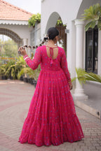 Kavisha Laheriya Print Faux Georgette Gown with Kutchi Patchwork