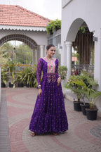 Kavisha Laheriya Print Faux Georgette Gown with Kutchi Patchwork