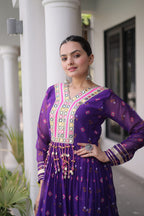 Kavisha Laheriya Print Faux Georgette Gown with Kutchi Patchwork