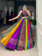 Navrang Pure Rayon Printed Gota Patti Navratri Lehenga with Mirror Work Blouse