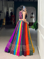 Navrang Pure Rayon Printed Gota Patti Navratri Lehenga with Mirror Work Blouse