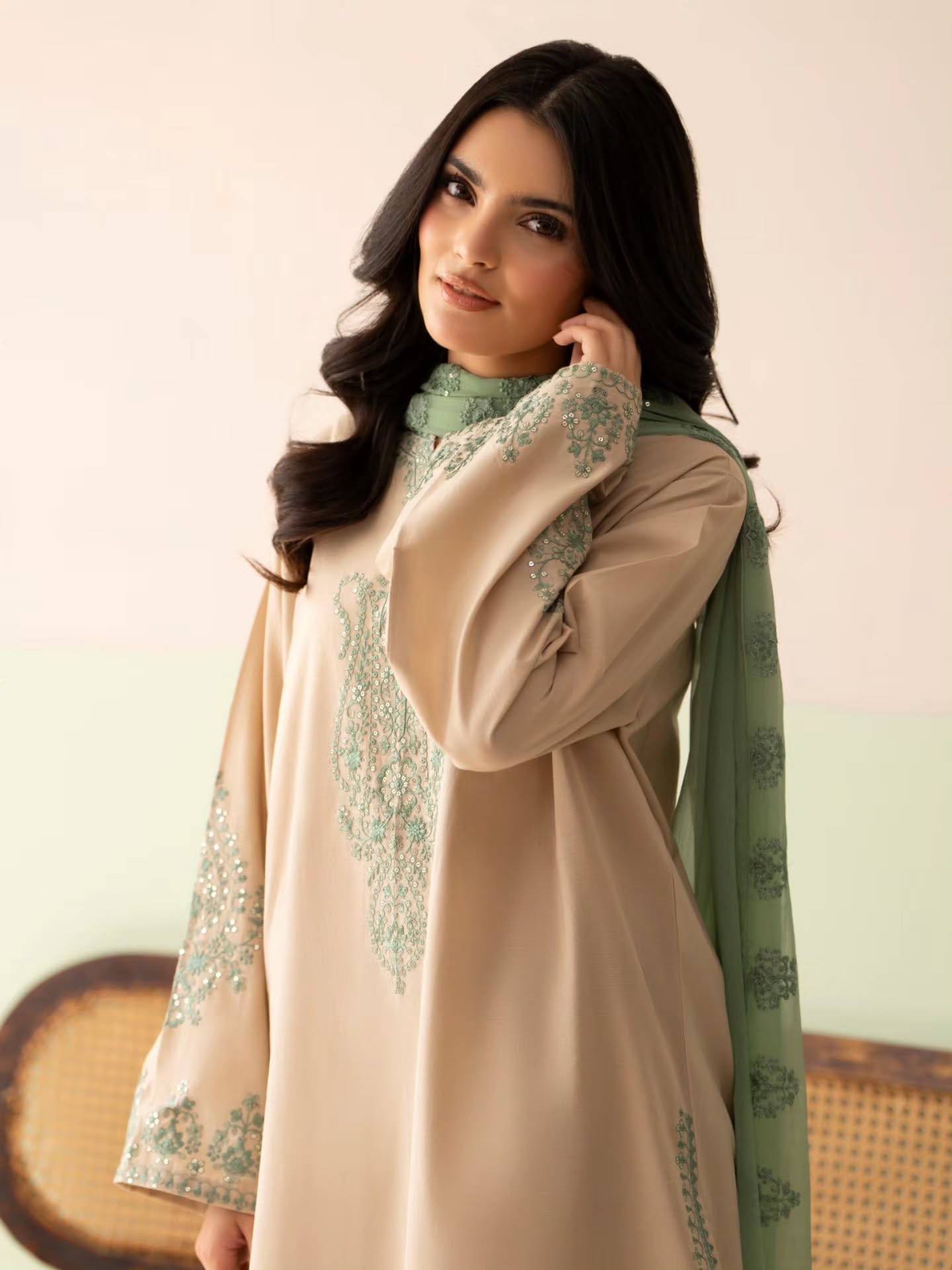 Ridhanya Pure Roman Silk Sequins Embroidered Palazzo Suit with Georgette Dupatta