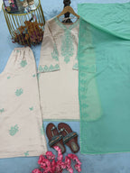 Ridhanya Pure Roman Silk Sequins Embroidered Palazzo Suit with Georgette Dupatta