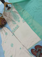 Ridhanya Pure Roman Silk Sequins Embroidered Palazzo Suit with Georgette Dupatta
