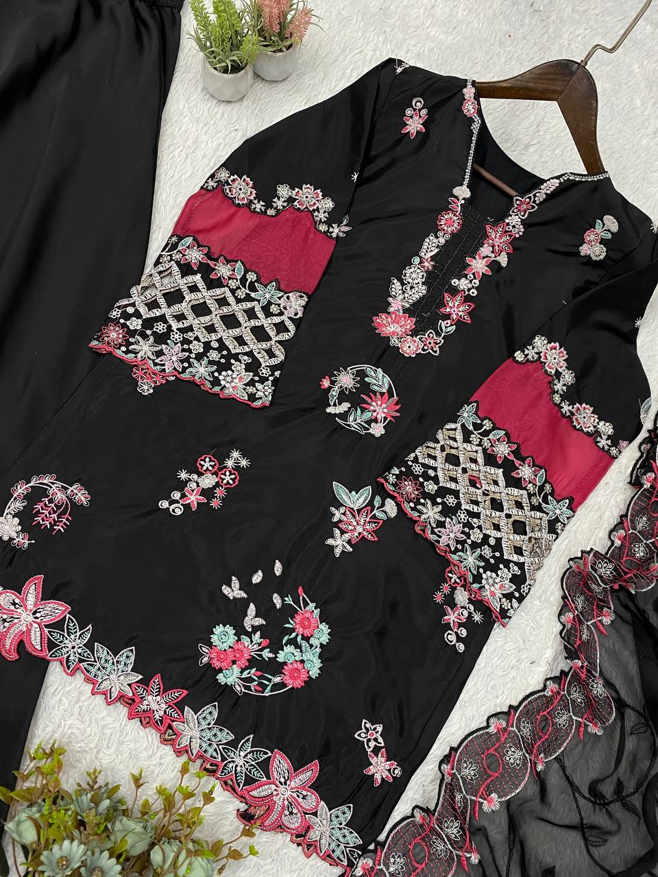 Nayantara Georgette Sequins Embroidered Palazzo Suit with Dupatta
