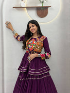Varnika Pure Cotton Gamthi Work Lehenga Choli with Long Koti Set