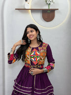Varnika Pure Cotton Gamthi Work Lehenga Choli with Long Koti Set